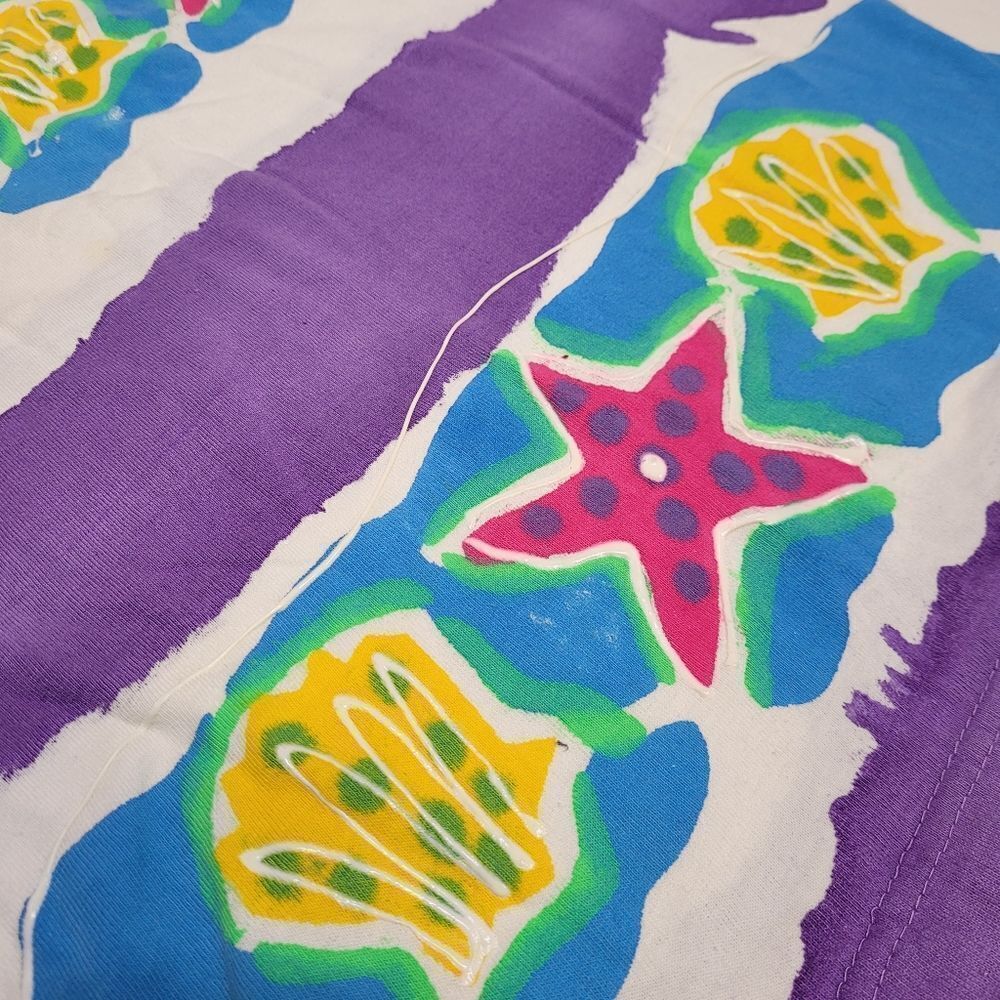 VINTAGE 90s tie dye purple‎ beach seashell graphic short sleeve tee shirt XL - Picture 5 of 9